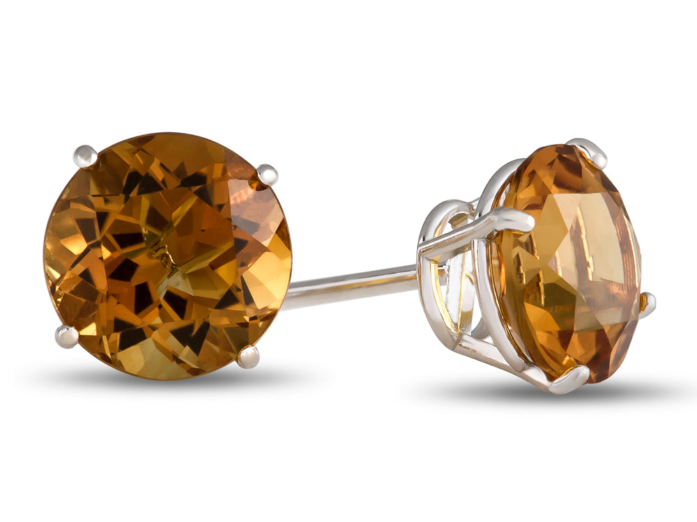 FJC Finejewelers 14k White Gold 7mm Round Citrine Post-With-Friction-Back Stud Earrings
