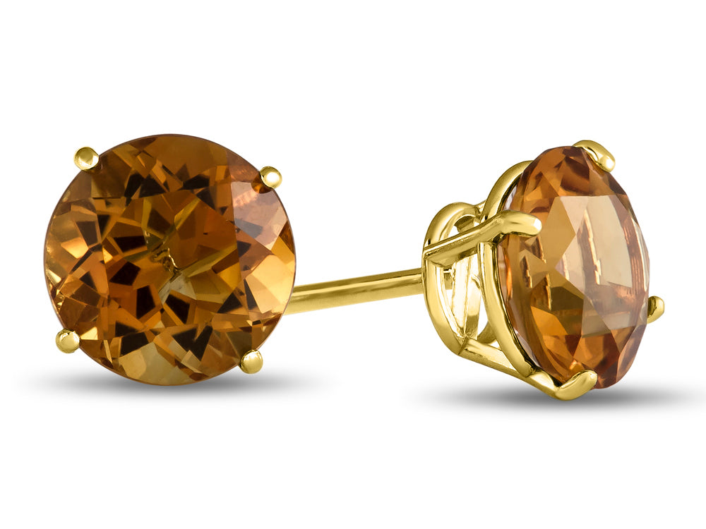 FJC Finejewelers 14k Yellow Gold 7mm Round Citrine Post-With-Friction-Back Stud Earrings