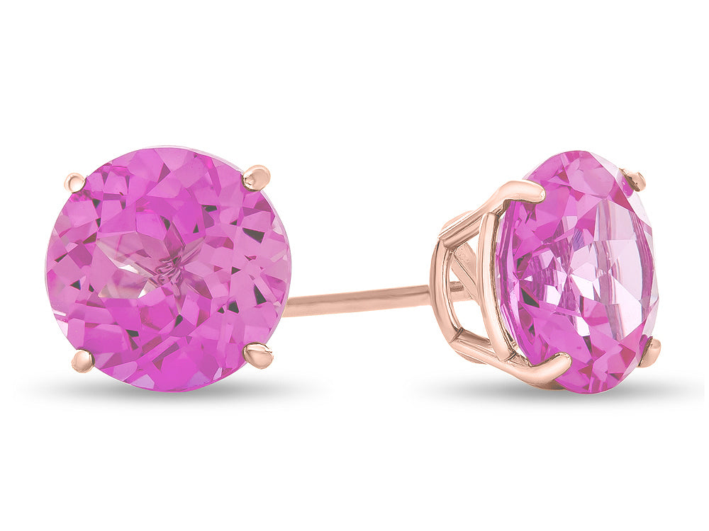 FJC Finejewelers 14k Rose Gold 7mm Round Created Pink Sapphire Post-With-Friction-Back Stud Earrings