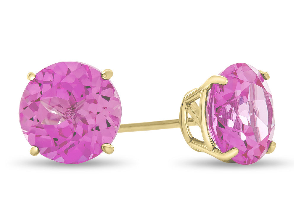 FJC Finejewelers 14k Yellow Gold 7mm Round Created Pink Sapphire Post-With-Friction-Back Stud Earrings