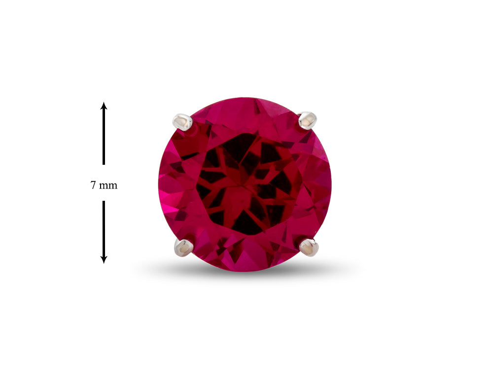 FJC Finejewelers 925 Sterling Silver 7mm Round Created Ruby Post-With-Friction-Back Stud Earrings