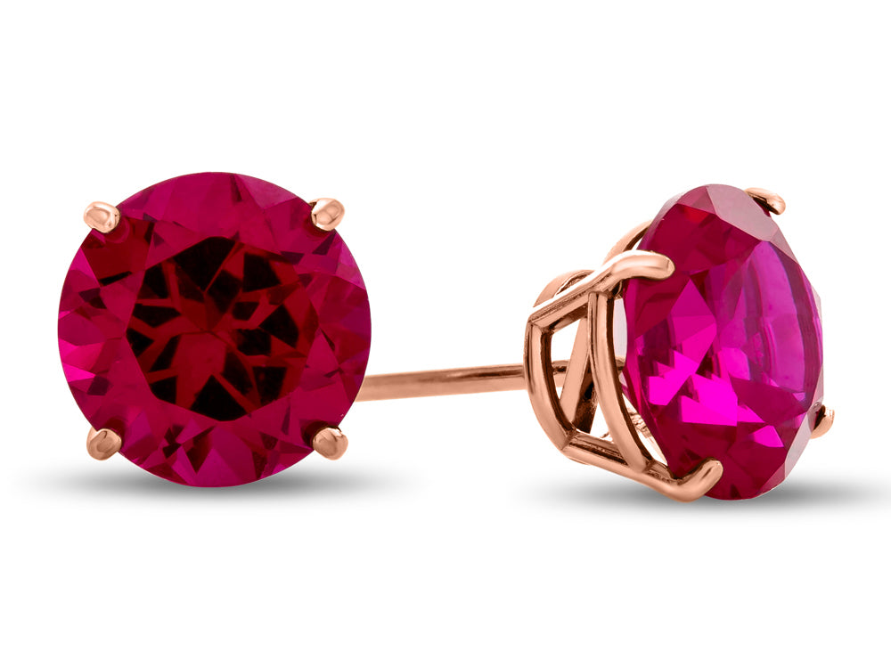 FJC Finejewelers 10k Rose Gold 7mm Round Created Ruby Post-With-Friction-Back Stud Earrings