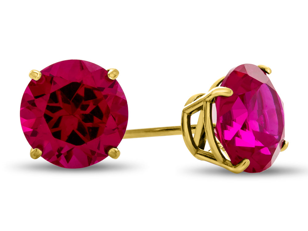FJC Finejewelers 10k Yellow Gold 7mm Round Created Ruby Post-With-Friction-Back Stud Earrings