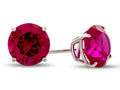 FJC Finejewelers 14k White Gold 7mm Round Created Ruby Post-With-Friction-Back Stud Earrings