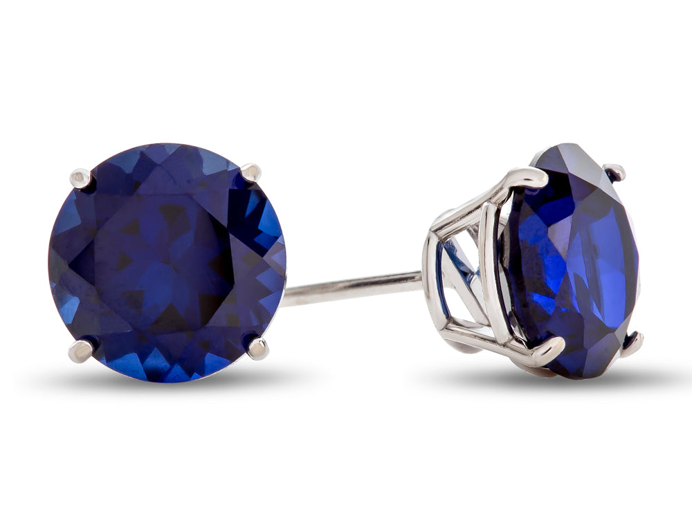 FJC Finejewelers 10k White Gold 7mm Round Created Blue Sapphire Stud Earrings