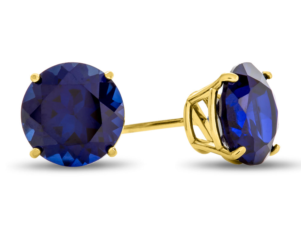 FJC Finejewelers 10k Yellow Gold 7mm Round Created Blue Sapphire Stud Earrings