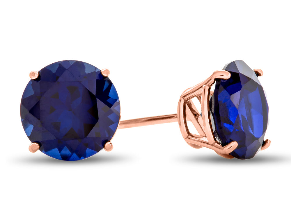 FJC Finejewelers 14k Rose Gold 7mm Round Created Blue Sapphire Stud Earrings