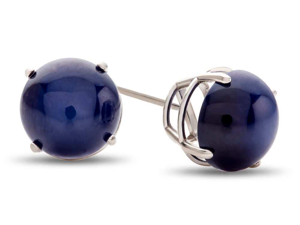 FJC Finejewelers 14k White Gold 7mm Round Created Star Sapphire Post-With-Friction-Back Stud Earrings