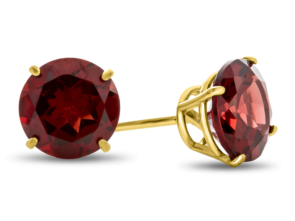 FJC Finejewelers 10k Yellow Gold 7mm Round Garnet Post-With-Friction-Back Stud Earrings