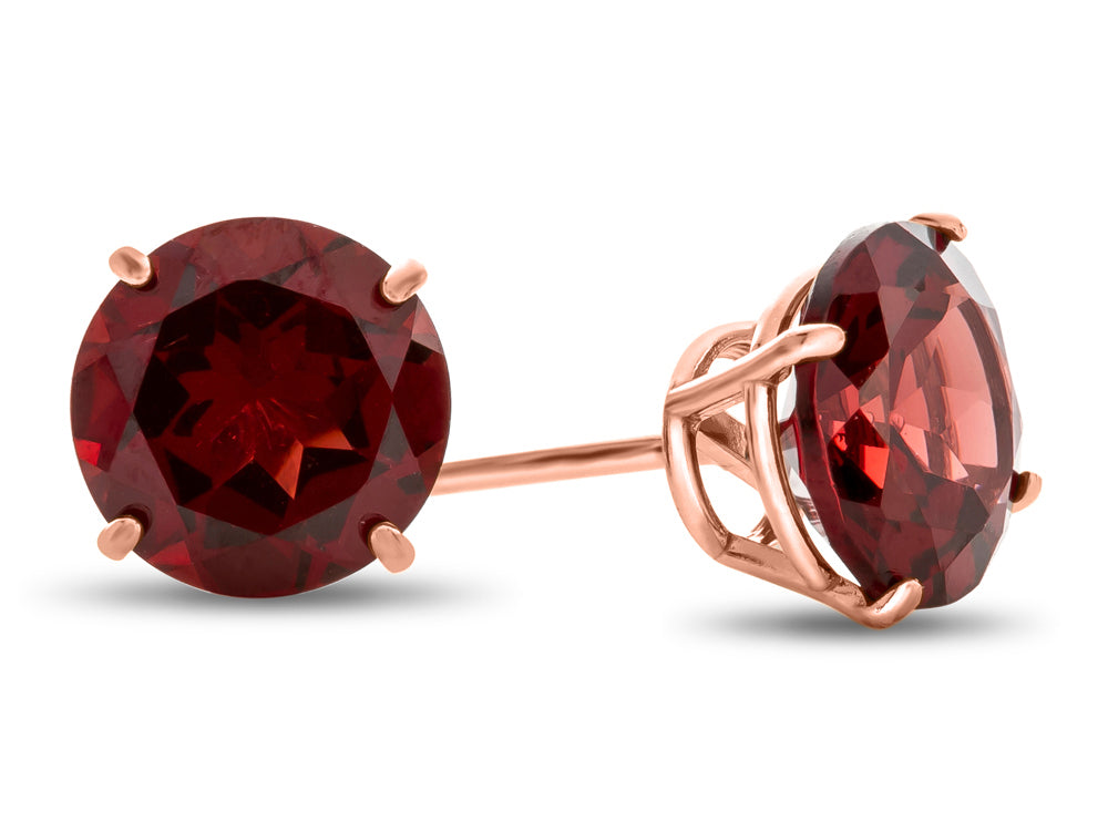 FJC Finejewelers 14k Rose Gold 7mm Round Garnet Post-With-Friction-Back Stud Earrings