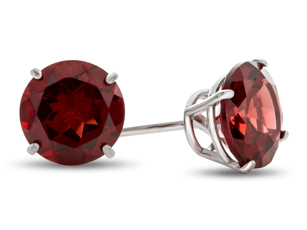 FJC Finejewelers 14k White Gold 7mm Round Garnet Post-With-Friction-Back Stud Earrings