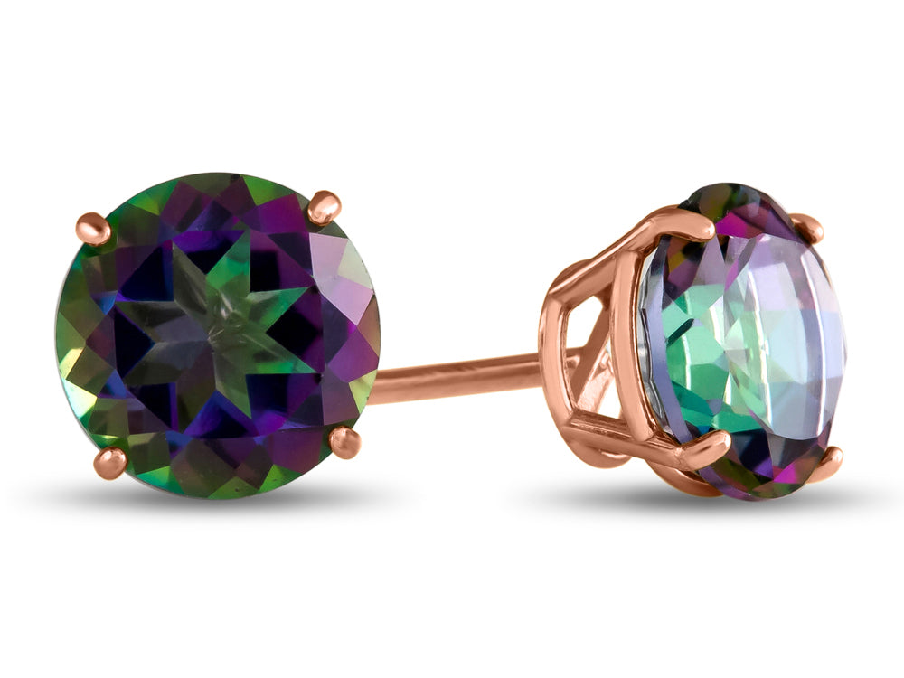 FJC Finejewelers 10k Rose Gold 7mm Round Mystic Topaz Post-With-Friction-Back Stud Earrings
