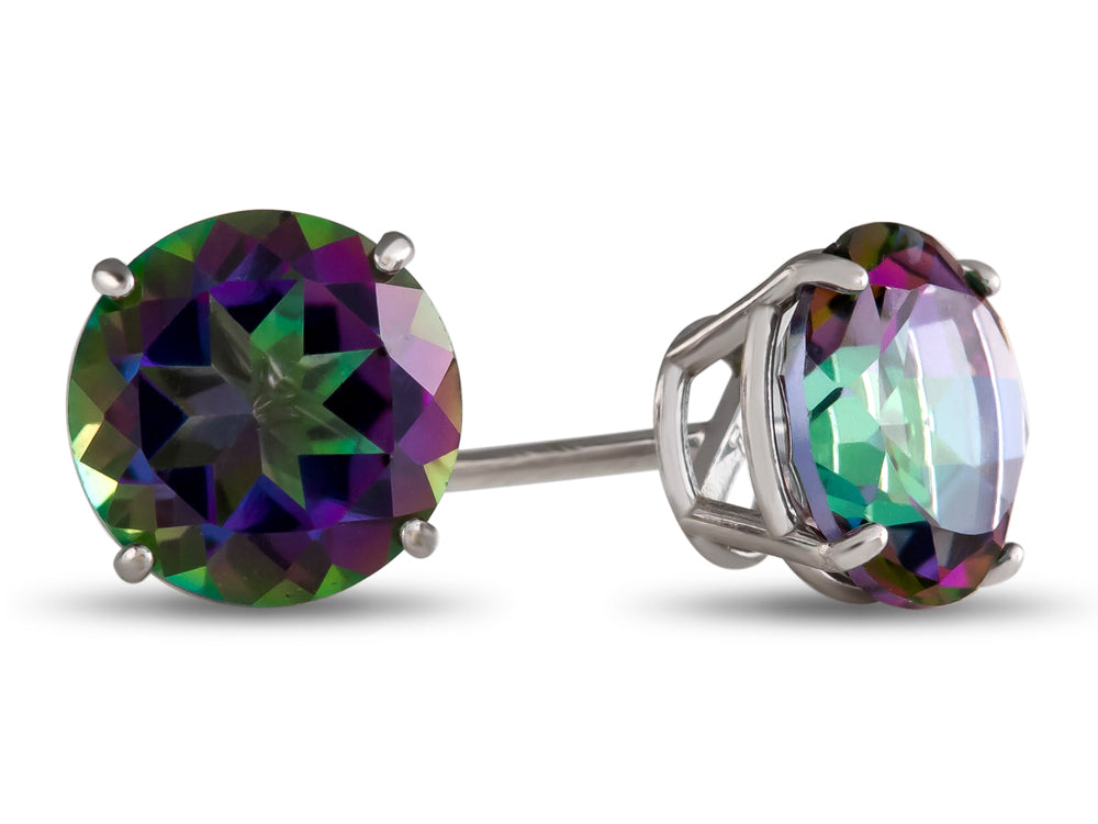FJC Finejewelers 10k White Gold 7mm Round Mystic Topaz Post-With-Friction-Back Stud Earrings