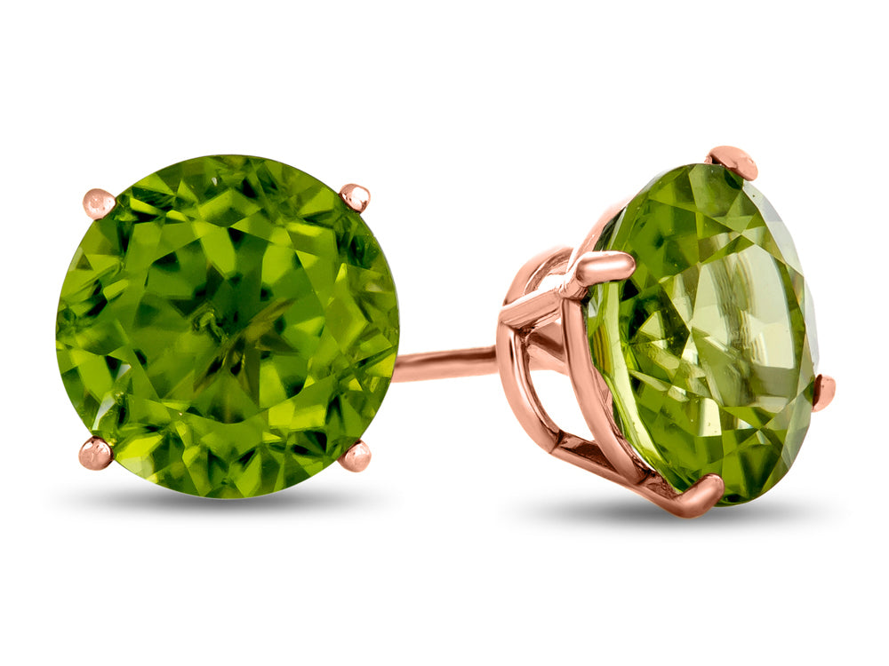FJC Finejewelers 10k Rose Gold 7mm Round Peridot Post-With-Friction-Back Stud Earrings