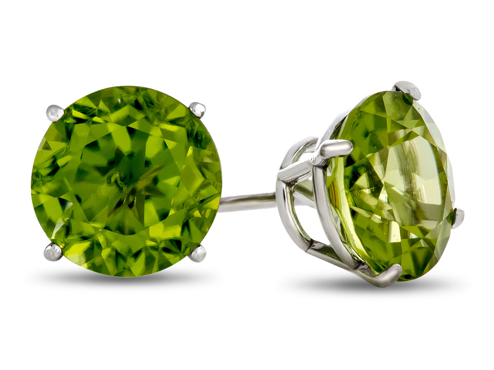 FJC Finejewelers 10k White Gold 7mm Round Peridot Post-With-Friction-Back Stud Earrings