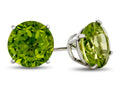 FJC Finejewelers 10k White Gold 7mm Round Peridot Post-With-Friction-Back Stud Earrings