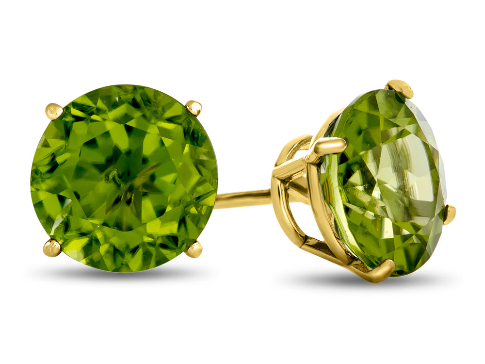 FJC Finejewelers 10k Yellow Gold 7mm Round Peridot Post-With-Friction-Back Stud Earrings