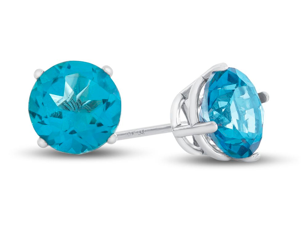 FJC Finejewelers 14k White Gold 7mm Round Coated Paraiba Topaz Post-With-Friction-Back Stud Earrings