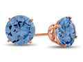 FJC Finejewelers 14k Rose Gold 7mm Round Simulated Aquamarine Post-With-Friction-Back Stud Earrings