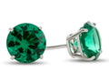 FJC Finejewelers 10k White Gold 7mm Round Simulated Emerald Post-With-Friction-Back Stud Earrings