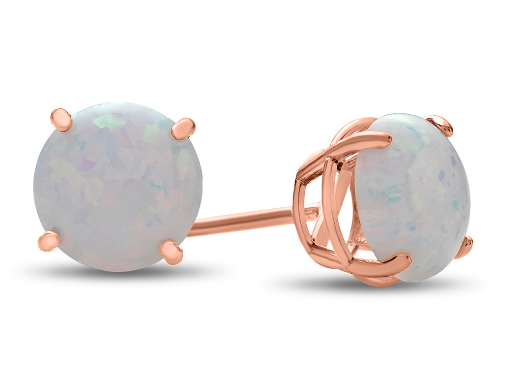 FJC Finejewelers 10k Rose Gold 7mm Round Simulated Opal Post-With-Friction-Back Stud Earrings