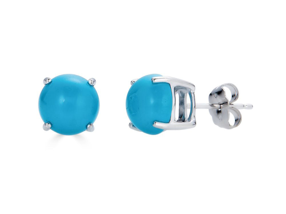 FJC Finejewelers 14k White Gold 7mm Round Compressed Turquoise Stud Earrings