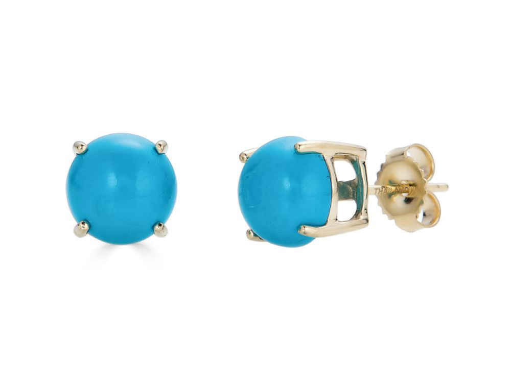 FJC Finejewelers 14k Yellow Gold 7mm Round Compressed Turquoise Stud Earrings