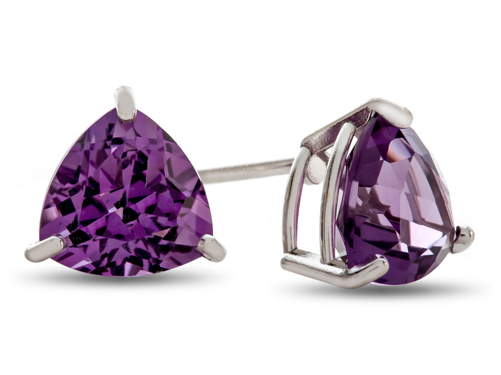 FJC Finejewelers 7x7mm Trillion Amethyst Post-With-Friction-Back Stud Earrings