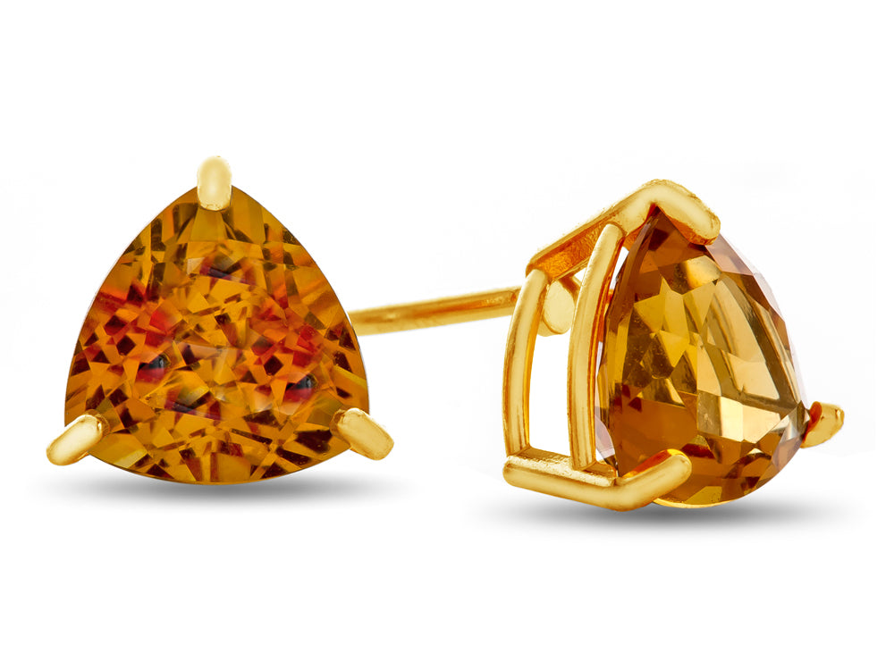 FJC Finejewelers 7x7mm Trillion Citrine Post-With-Friction-Back Stud Earrings