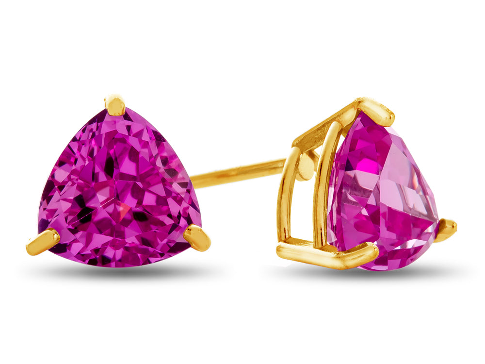 FJC Finejewelers 7x7mm Trillion Created Pink Sapphire Post-With-Friction-Back Stud Earrings