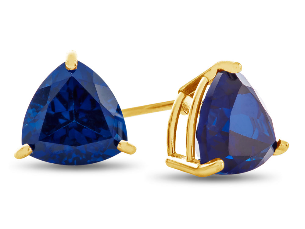 FJC Finejewelers 7x7mm Trillion Created Blue Sapphire Post-With-Friction-Back Stud Earrings