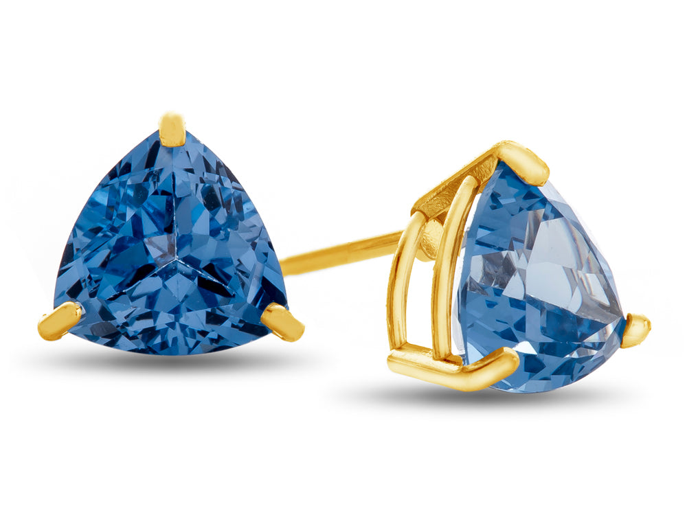FJC Finejewelers 7x7mm Trillion Simulated Aquamarine Post-With-Friction-Back Stud Earrings