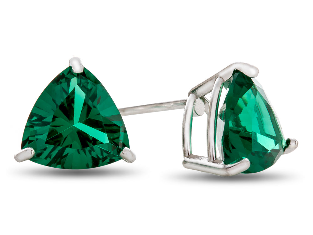 FJC Finejewelers 7x7mm Trillion Simulated Emerald Post-With-Friction-Back Stud Earrings
