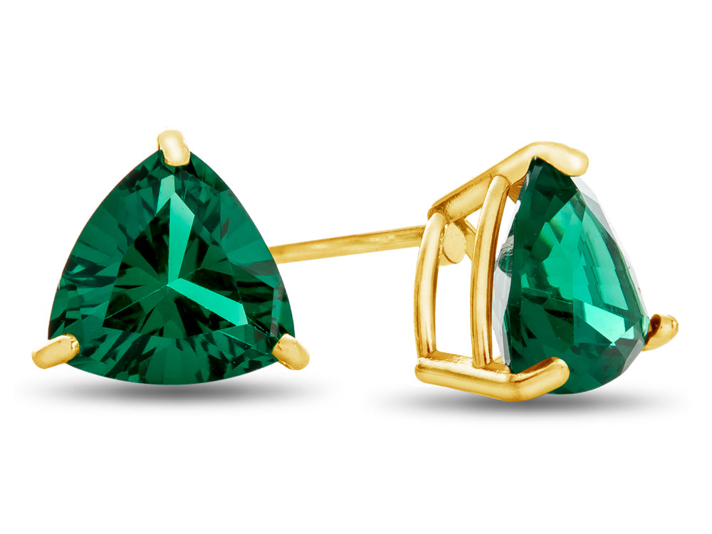 FJC Finejewelers 7x7mm Trillion Simulated Emerald Post-With-Friction-Back Stud Earrings