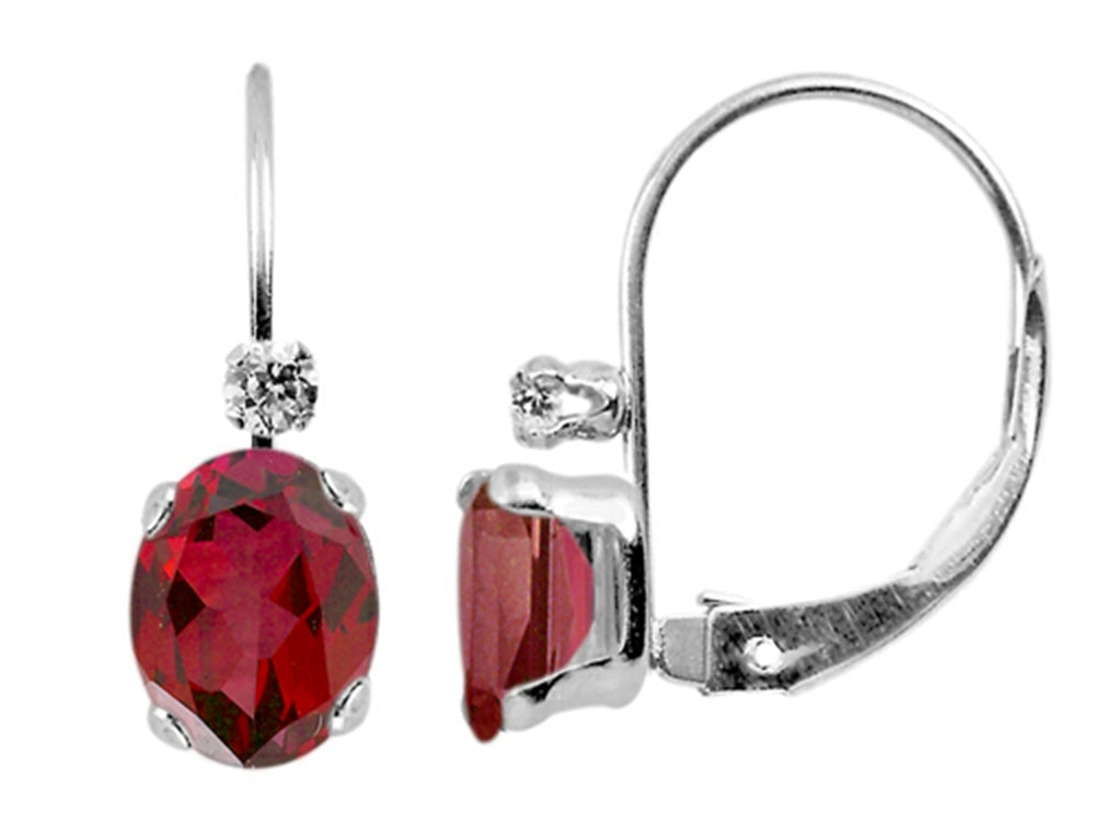FJC Finejewelers 6x4mm Created Ruby and White Topaz Leverback Earrings