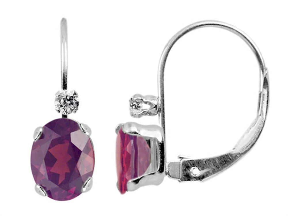 FJC Finejewelers 6x4mm Garnet and White Topaz Leverback Earrings