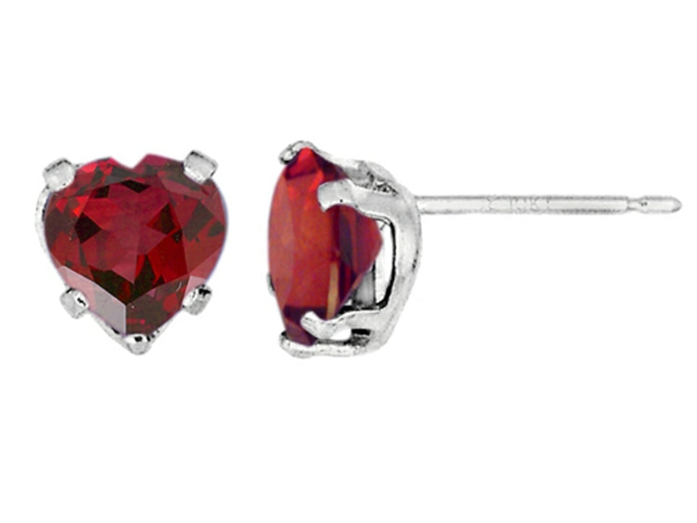 FJC Finejewelers 6x6mm Heart Shaped Created Ruby Post-With-Friction-Back Earrings