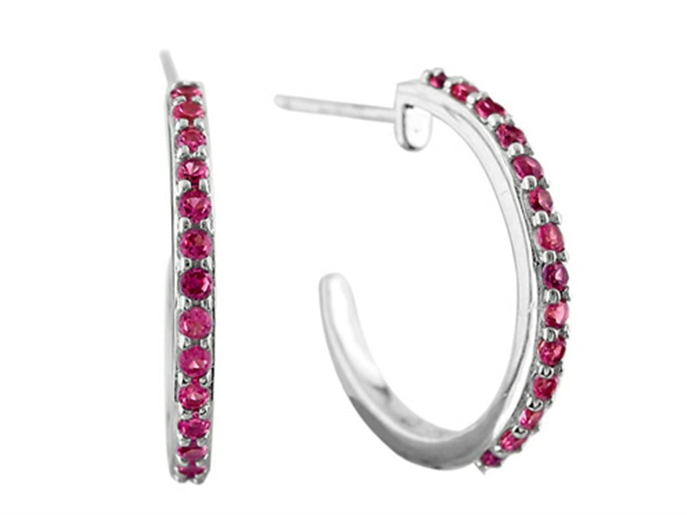 FJC Finejewelers 1.5mm Created Ruby Post--With-Friction-Back Hoop Earrings