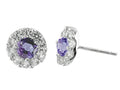 FJC Finejewelers 925 Sterling Silver 9.4mm Round Tanzanite and White Topaz Earrings