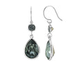 FJC Finejewelers 14x10mm Pear Shape 6mm Round Black Genuine Crystals Drop Ear Wire Earrings