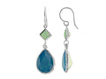 Color Craft 14x10mm Pear Shape Caribbean with 5mm Square Opal Color Genuine Crystals Drop Ear Wire Earrings