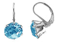 Color Craft 10.5mm Round Genuine Crystal Aquamarine Color Lever Back Earrings