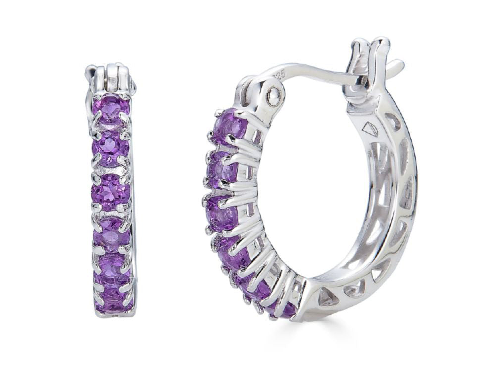 FJC Finejewelers Sterling Silver Amethyst Small Hoop Earrings