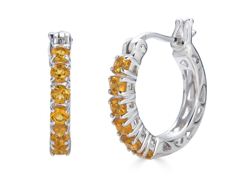 FJC Finejewelers Sterling Silver Citrine Small Hoop Earrings