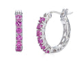 FJC Finejewelers Sterling Silver Created Pink Sapphire Small Hoop Earrings