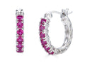 FJC Finejewelers Sterling Silver Created Ruby Small Hoop Earrings