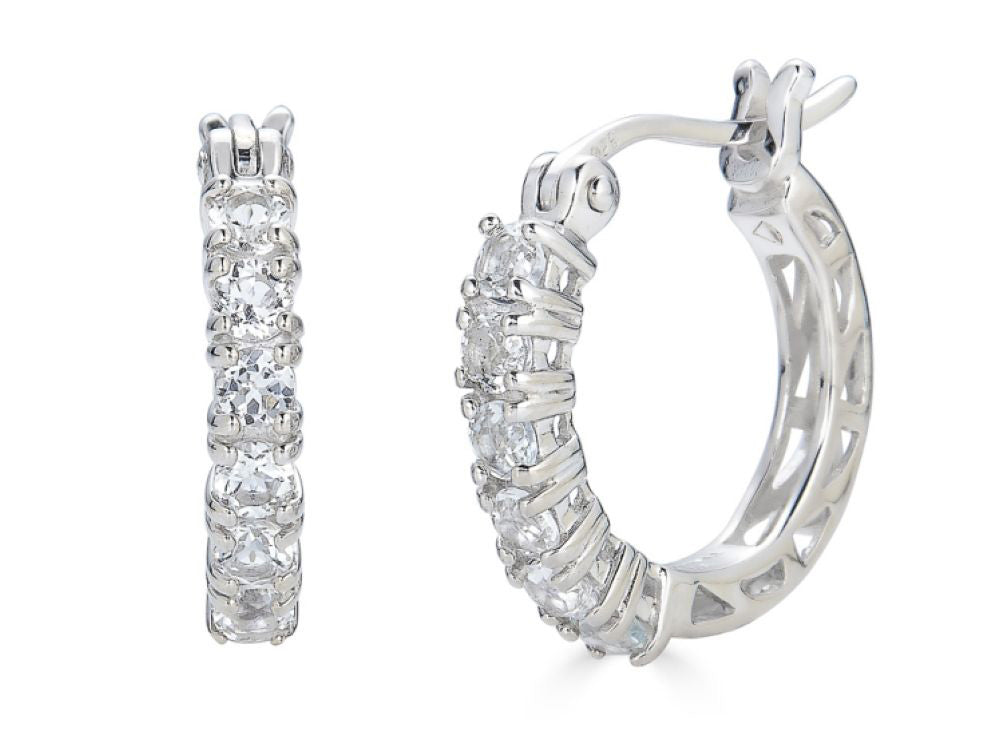 FJC Finejewelers Sterling Silver Created White Sapphire Small Hoop Earrings