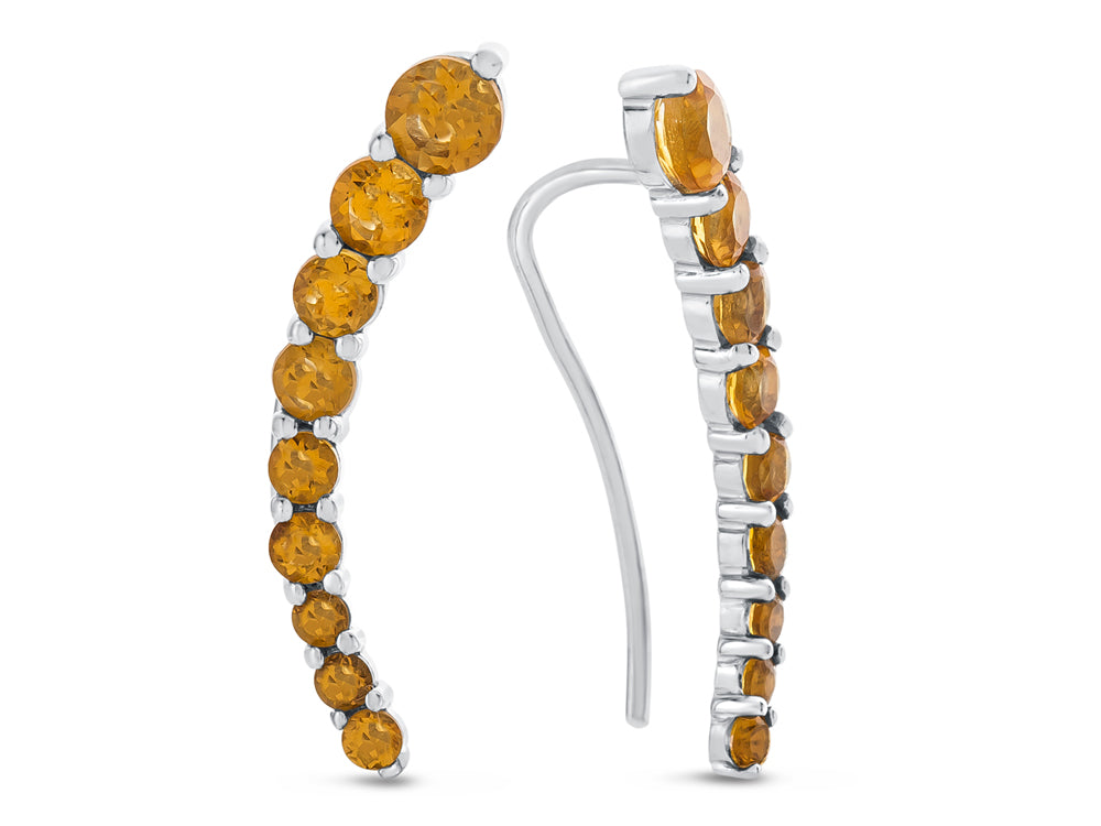 FJC Finejewelers Sterling Silver Citrine Earrings Climbers with Wirehook