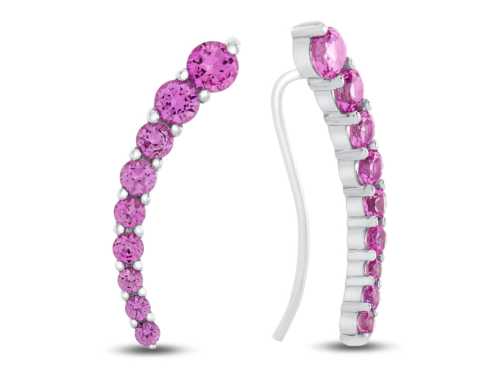 FJC Finejewelers Sterling Silver Created Pink Sapphire Earrings Climbers with Wirehook