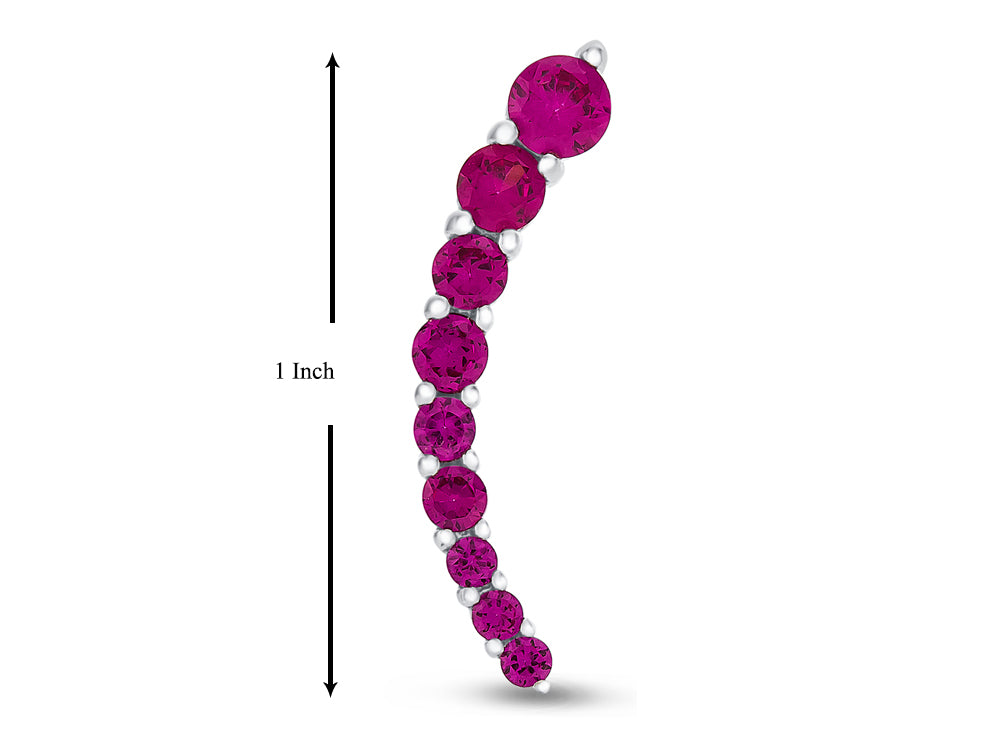 FJC Finejewelers Sterling Silver Created Ruby Earrings Climbers with Wirehook